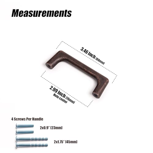 Goo-Ki Antique Oil Rubbed Bronze Cabinet Pulls - Casual Luxury Solid Zinc Handles for Drawers, Cupboards, Wardrobes, 6