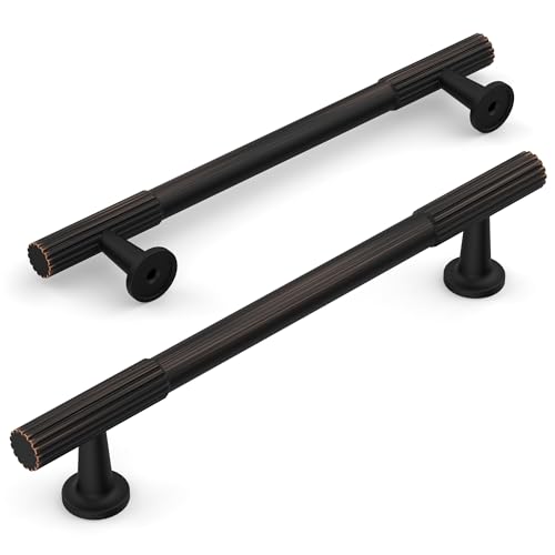 Amerdeco Oil Rubbed Bronze Cabinet Pulls for Kitchen Cabinet Handles 5 Inch Hole Centers 10 Pack Kitchen Drawer Pulls Cu