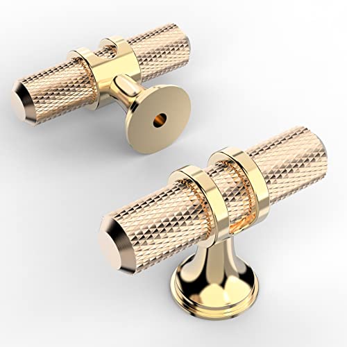 Amerdeco Gold Cabinet Knobs 2 Inch Length Single Hole T Bar for Kitchen Drawers and Dressers ZH0025