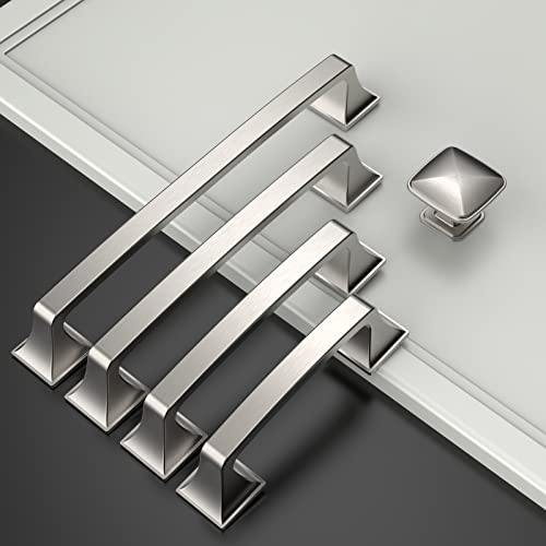 Amerdeco Brushed Satin Nickel Kitchen Cabinet Pulls for Cabinets and Cupboard Handles 5 Inch Hole Centers Kitchen Hardwa