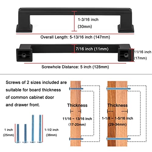 KOOFIZO Oil Rubbed Bronze Stepped Bar Cabinet Handle for Kitchen Bedroom Bathroom, 5 Inch Screwhole Distance, 30-Pack, D